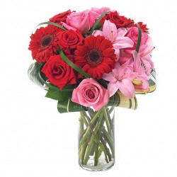 Gerbera and Asiatic lily Bouquet in a vase